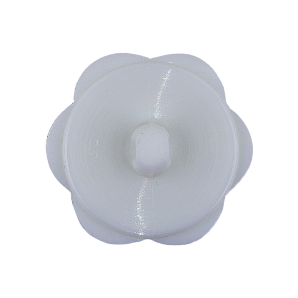 Italian White Floral and Geometric Shank Back Nylon Button - 44L/28mm