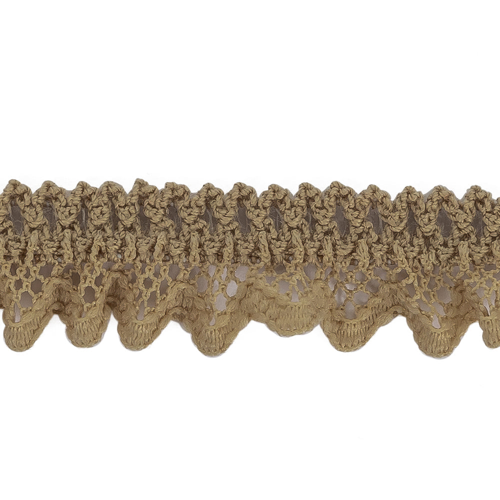Desert Beige Ruffled Stretch Lace Trimming - 0.625"