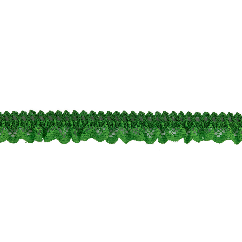 Grass Green Ruffled Stretch Lace Trimming - 0.625"