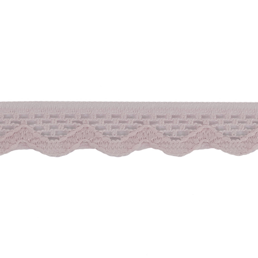 Primrose Pink Scalloped Edge Lace Geometric Trimming - 0.5"