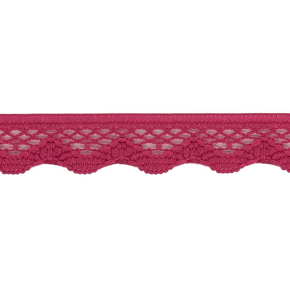 Deep Pink Scalloped Edge Lace Geometric Trimming - 0.5"