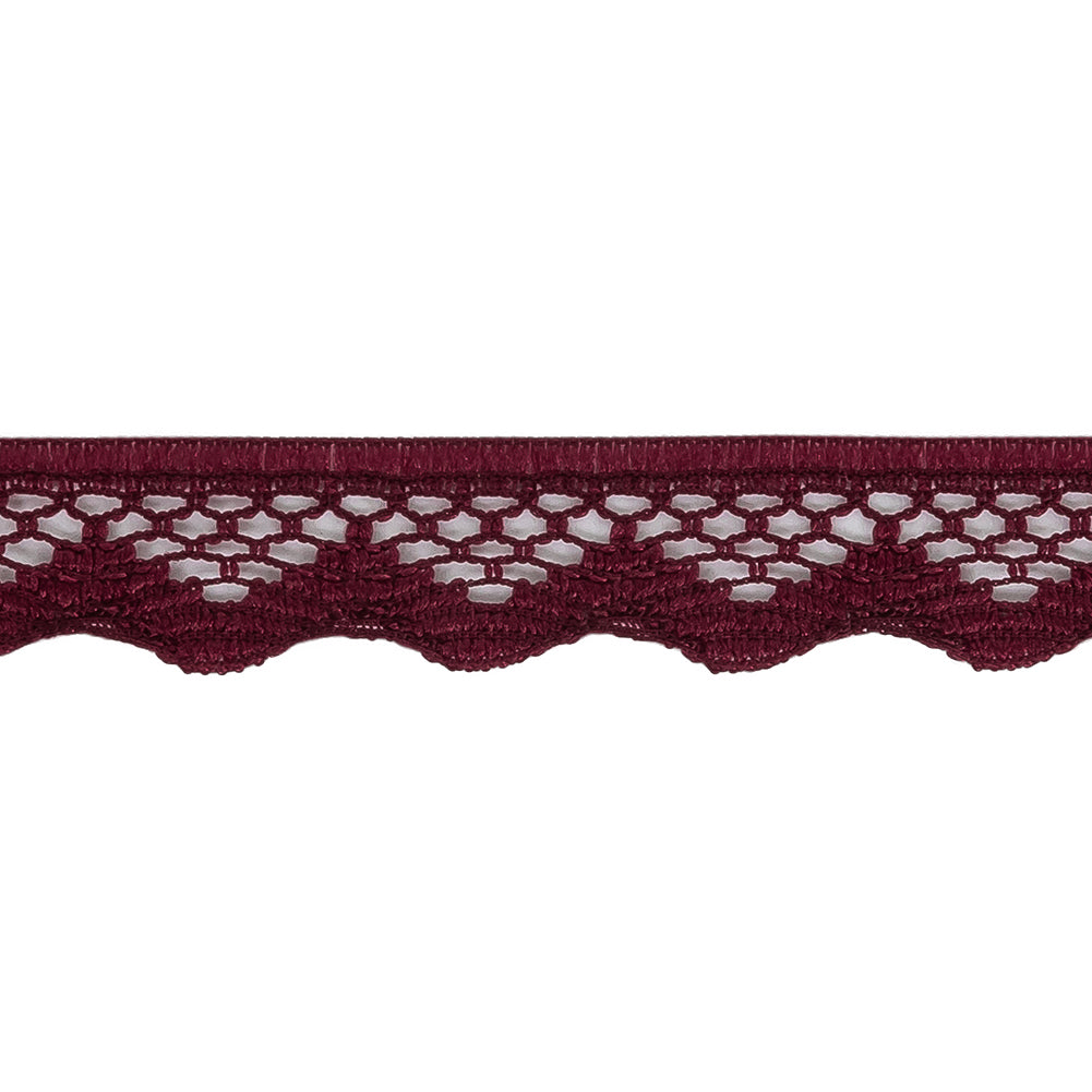 Wine Scalloped Edge Lace Geometric Trimming - 0.5"