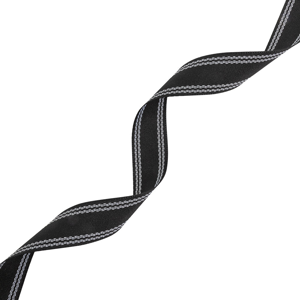 Caviar Webbing with Stitched Double Borders in White - 1"