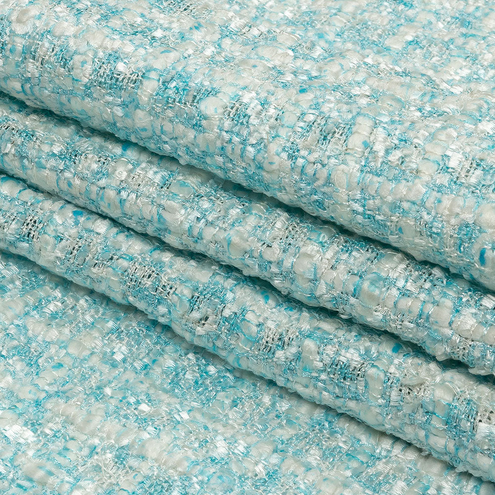 Newcastle Dawn Blue and White Viscose and Acrylic Chenille Tweed