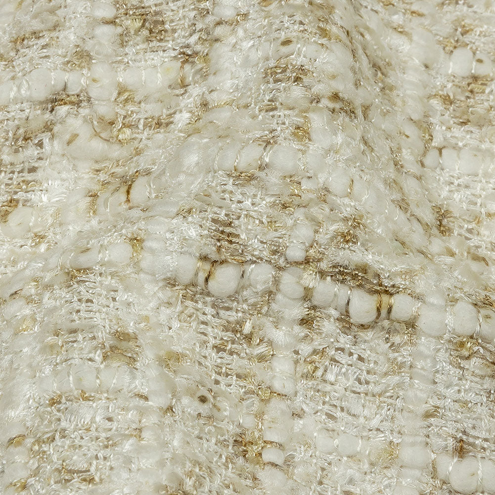 Newcastle Beige and White Viscose and Acrylic Chenille Tweed