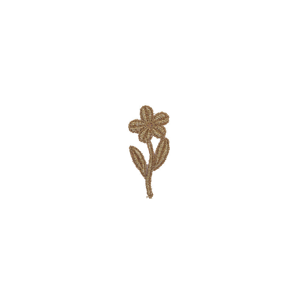 Metallic Glamour Gold Flower Cotton and Lurex Applique - 2.375" x 1"