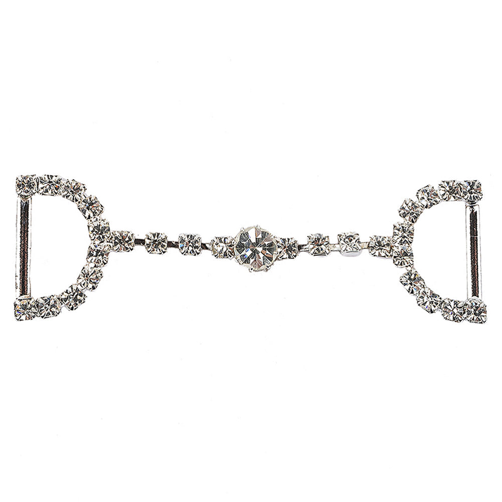 Vintage Swarovski Crystal Rhinestones and Silver Metal Dress Trim Ornament - 0.875" x 2.625"