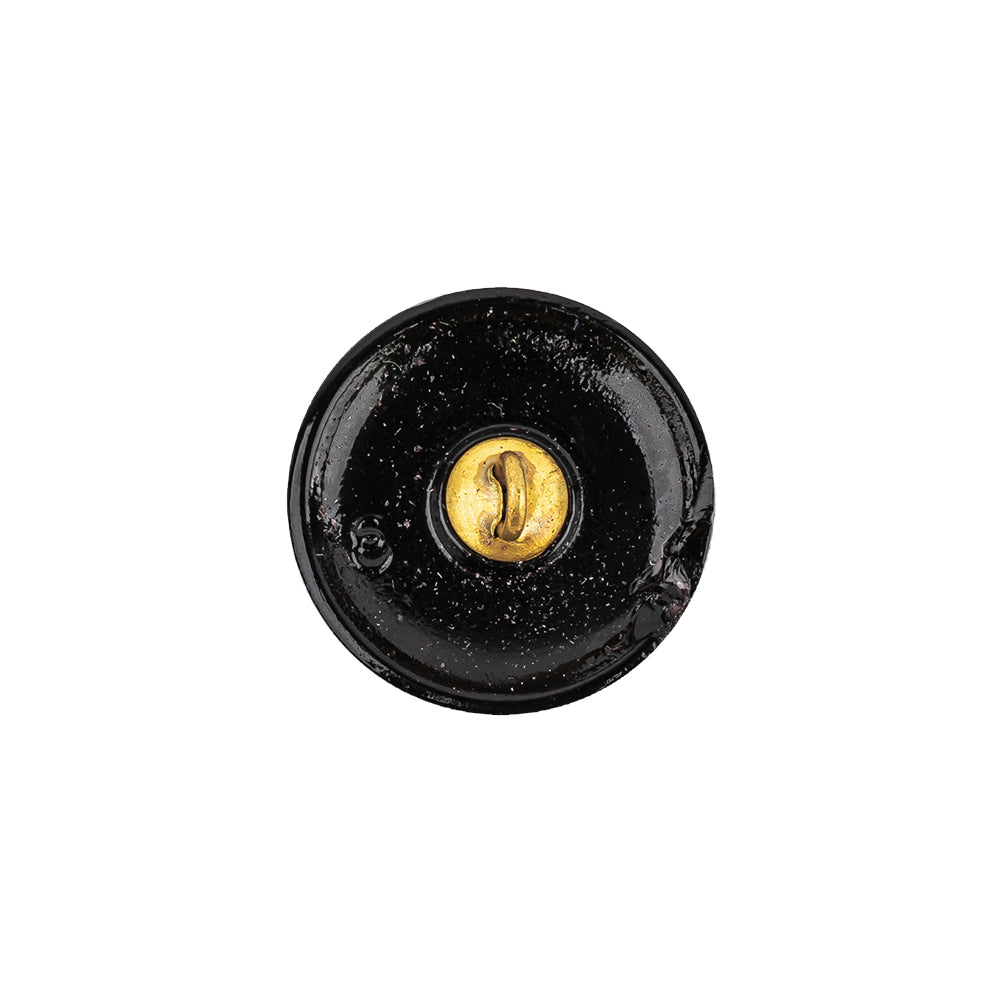 Vintage Black Classical Shank Back Glass Button - 28L/18mm