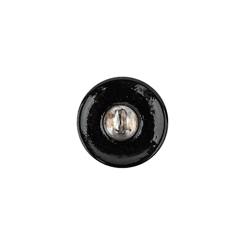Vintage Blue Iris and Black Classical Shank Back Glass Button - 22L/14mm