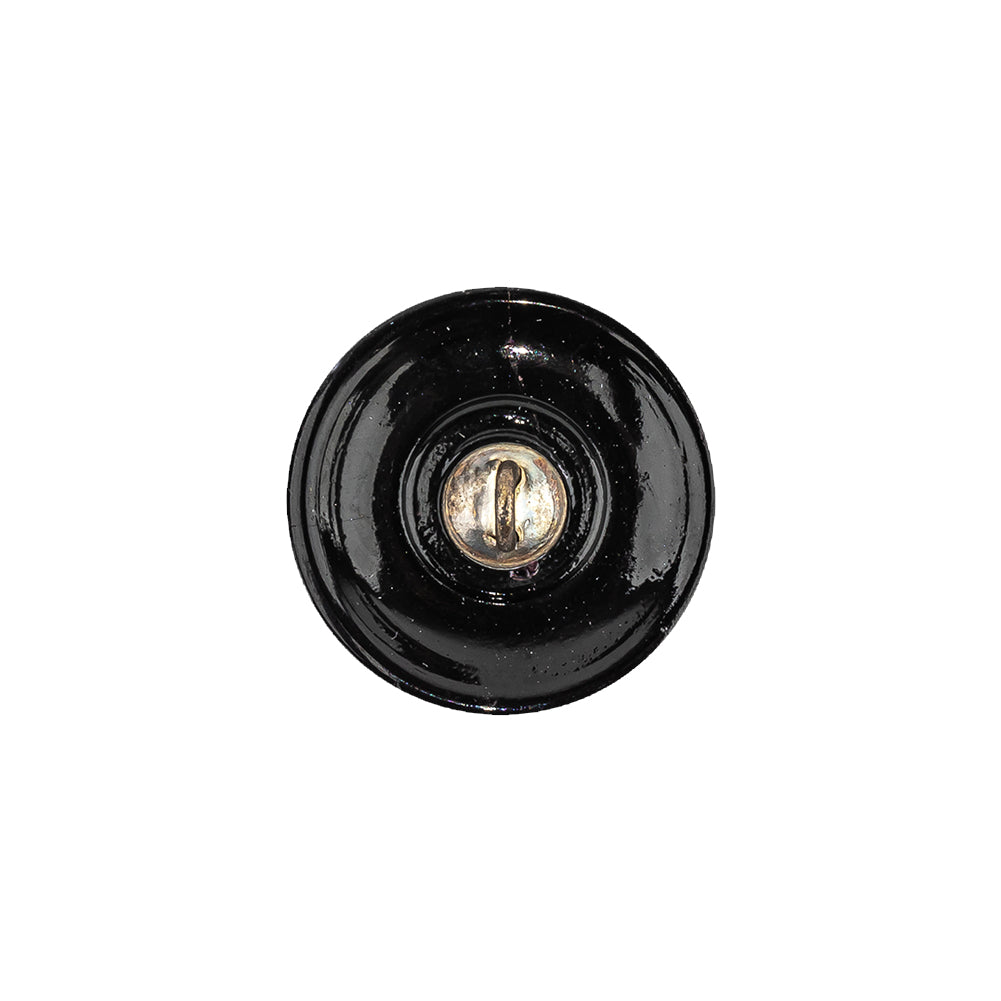 Vintage Blue Iris and Black Classical Shank Back Glass Button - 28L/18mm
