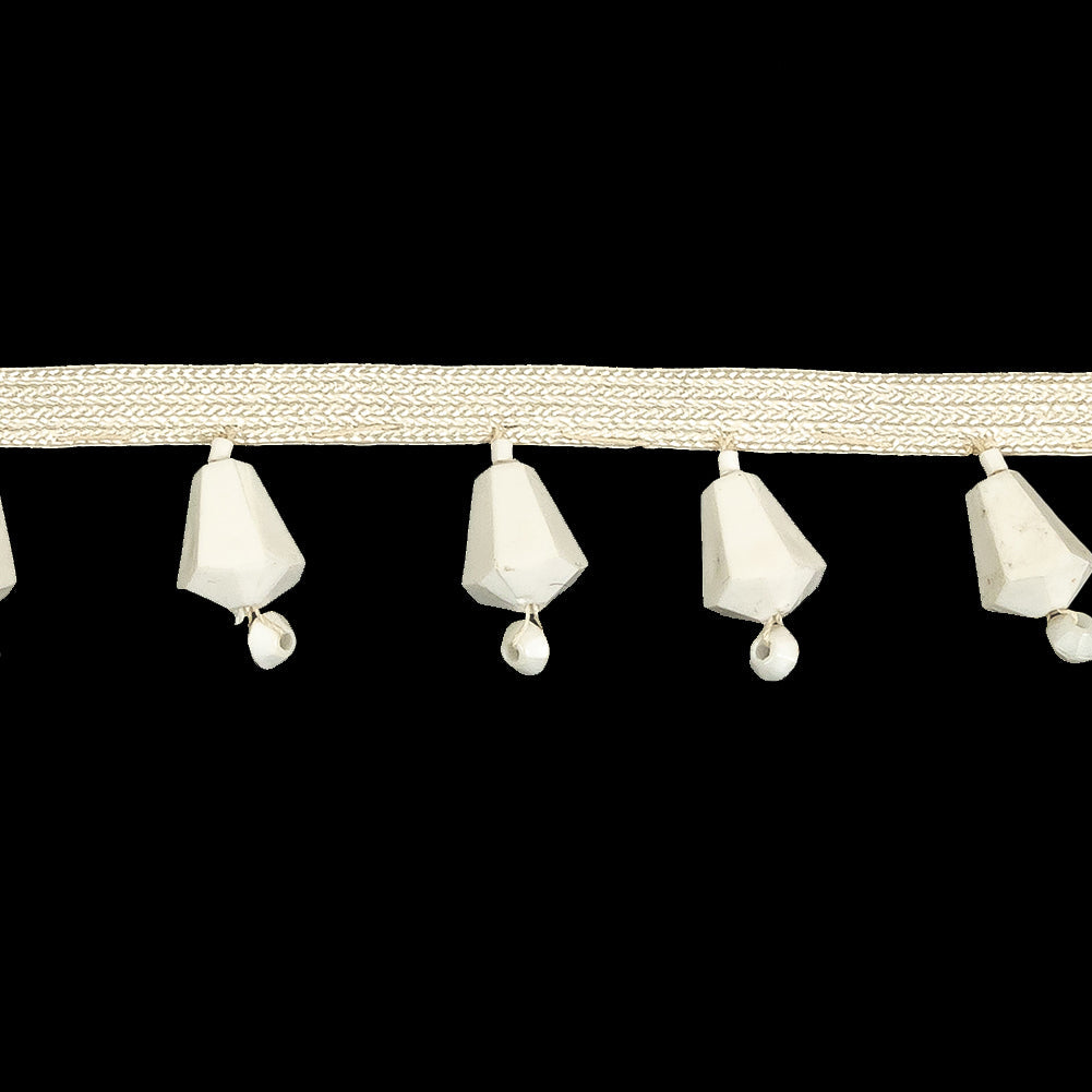 Vintage Chalk White and Ivory Beaded Fringe - 1"