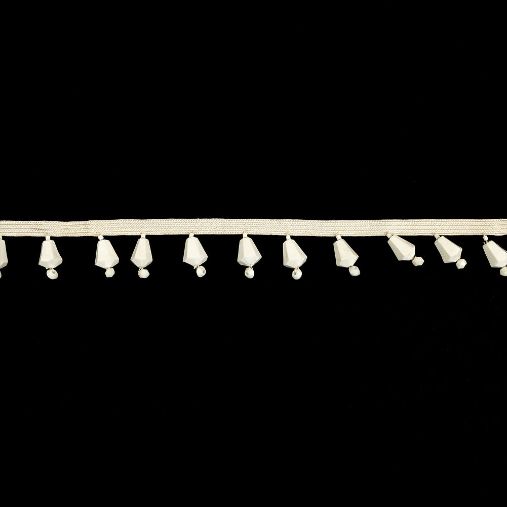 Vintage Chalk White and Ivory Beaded Fringe - 1"