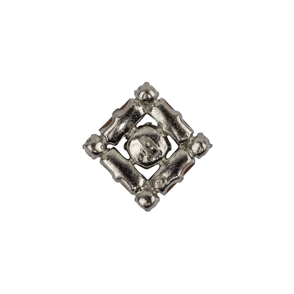 Vintage Swarovski Crystal Rhinestones and Gems, Silver Metal Square Shank Button - 30L/19mm