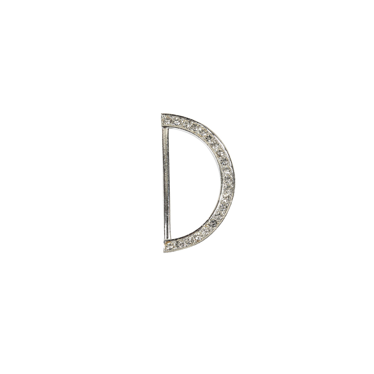 Vintage Rhinestone and Silver Half-Circle D-Ring - 2.5" X 1.25"