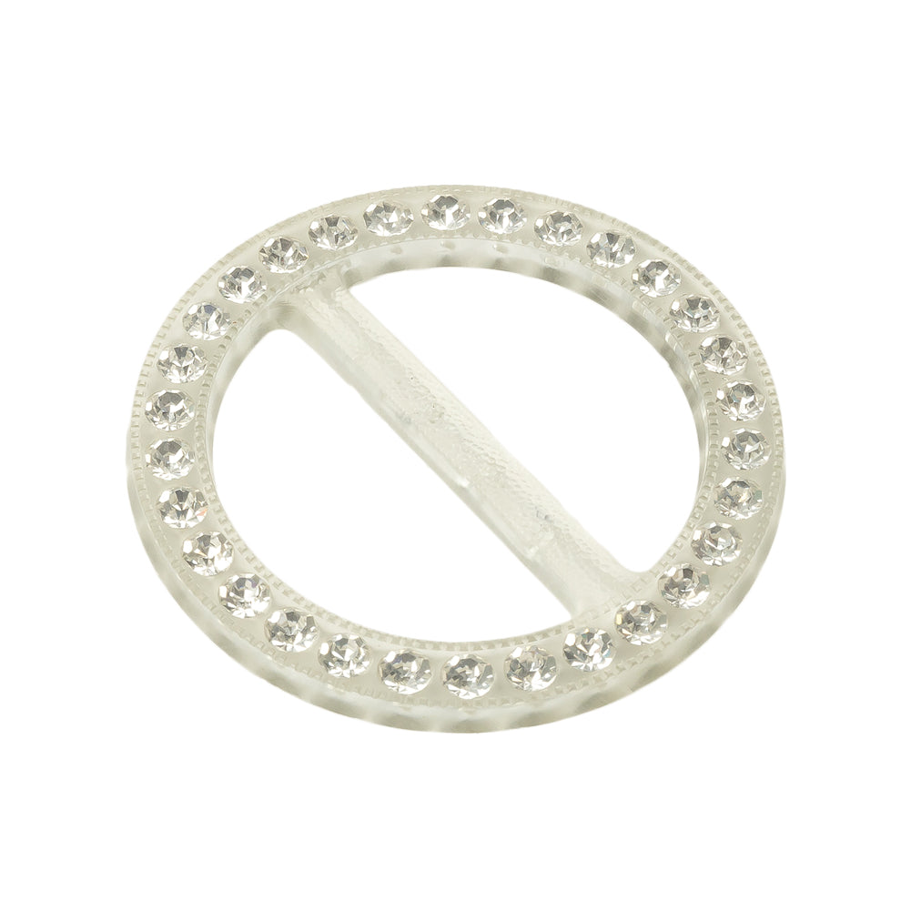 Vintage Crystal Rhinestones and Clear Circular Plastic Slider - 2"