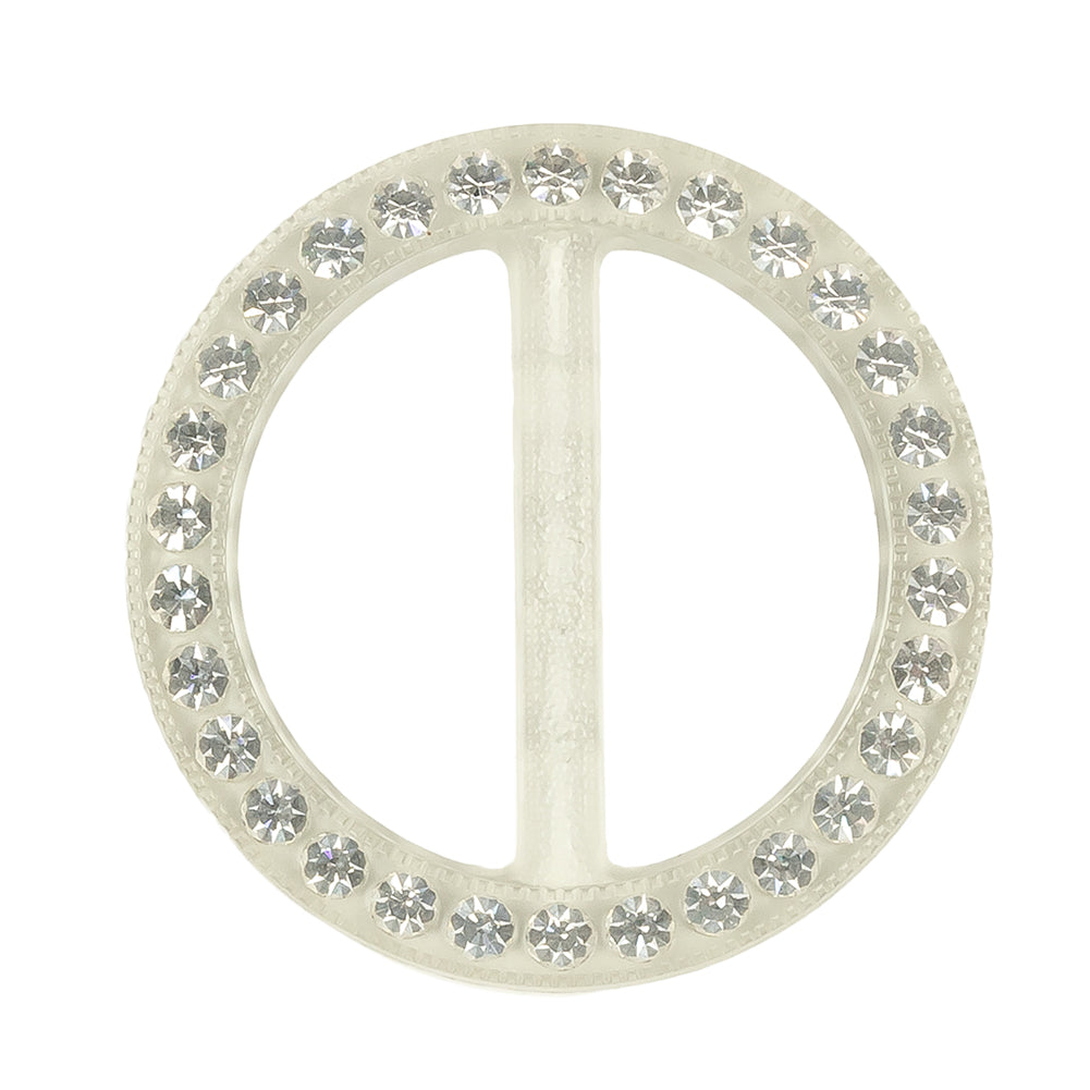 Vintage Crystal Rhinestones and Clear Circular Plastic Slider - 2"