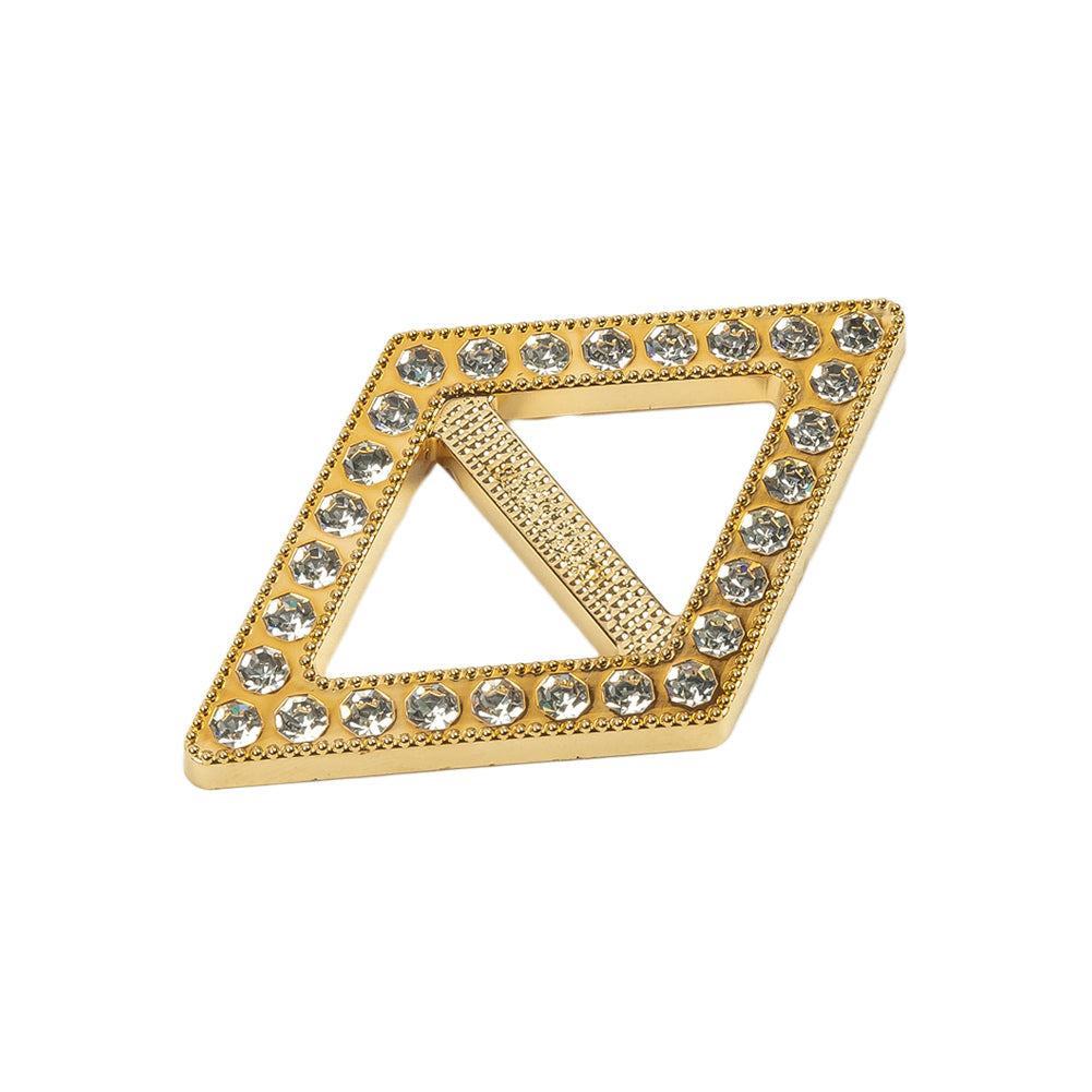 Vintage Crystal Rhinestones and Gold Plastic Diamond Shaped Slider - 1.25" x 2"