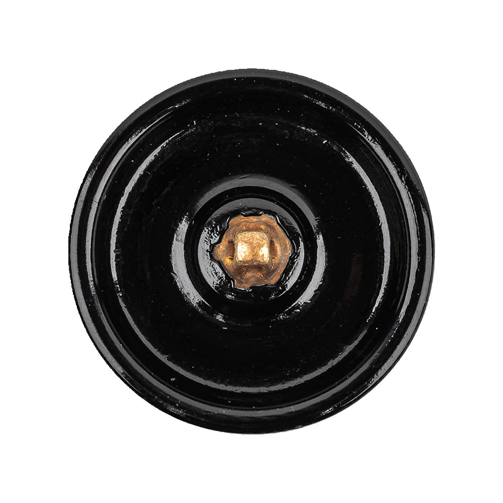 Vintage Jet Faceted Glass Button with Matte Black Center - 44L/28mm