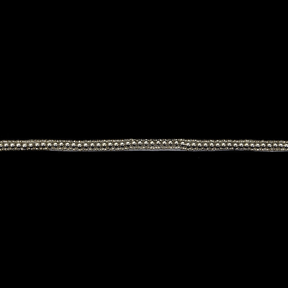 Vintage One Row Silver Ball and Silver Lined Seed Beaded Trimming - 0.25"
