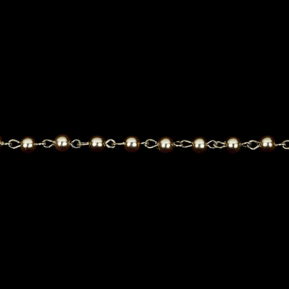 Vintage Czech Pearl Beads and Silver Metal Link Chain - 0.1875"