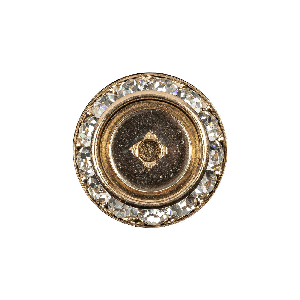 Vintage Crystal Rhinestones and Gold Metal Sawtooth Edge Shank Back Button With No Center - 34L/21.5mm