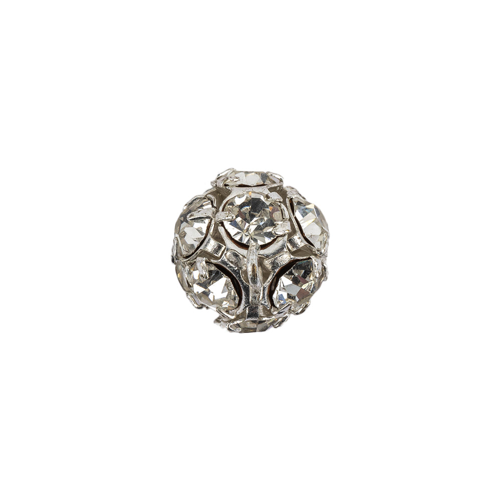 Vintage Swarovski Crystal Rhinestones and Silver Metal Shank Back Ball Button - 20L/12.5mm