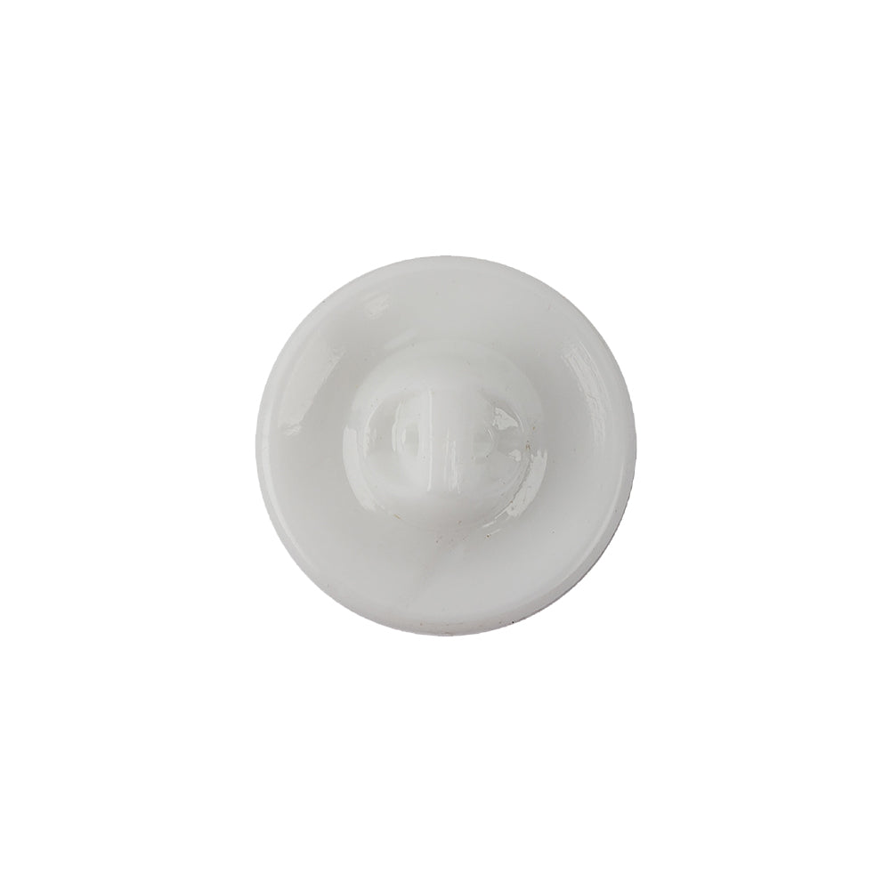 Vintage Chalk White and Crystal Rhinestones Floral Glass Button - 28L/18mm