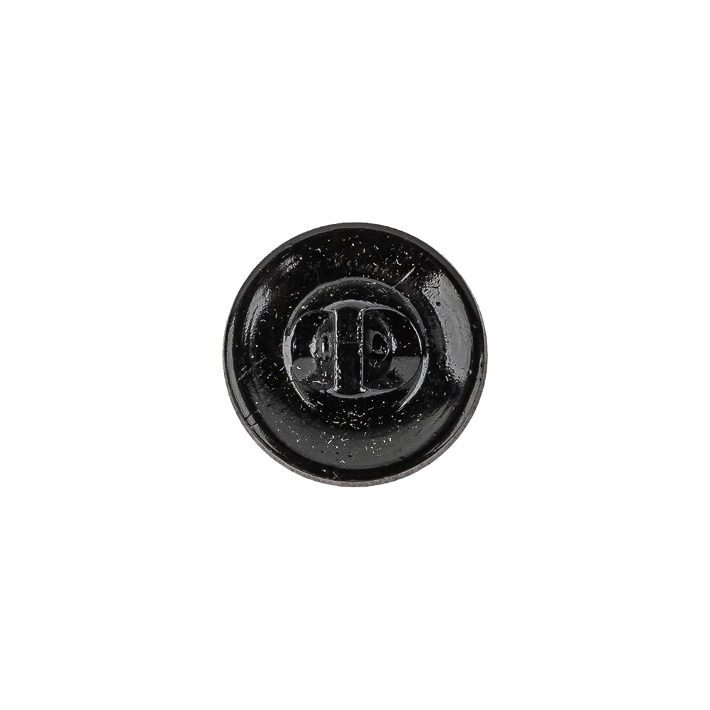 Vintage Antique Gold and Black Shank Back Glass Button with Rhinestone Core - 22L/14mm