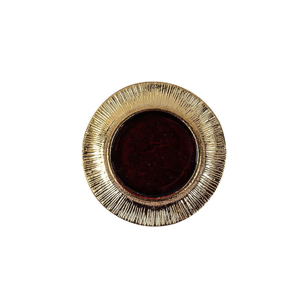 Vintage Ruby and Gilt Shank Back Metal Button - 32L/20mm
