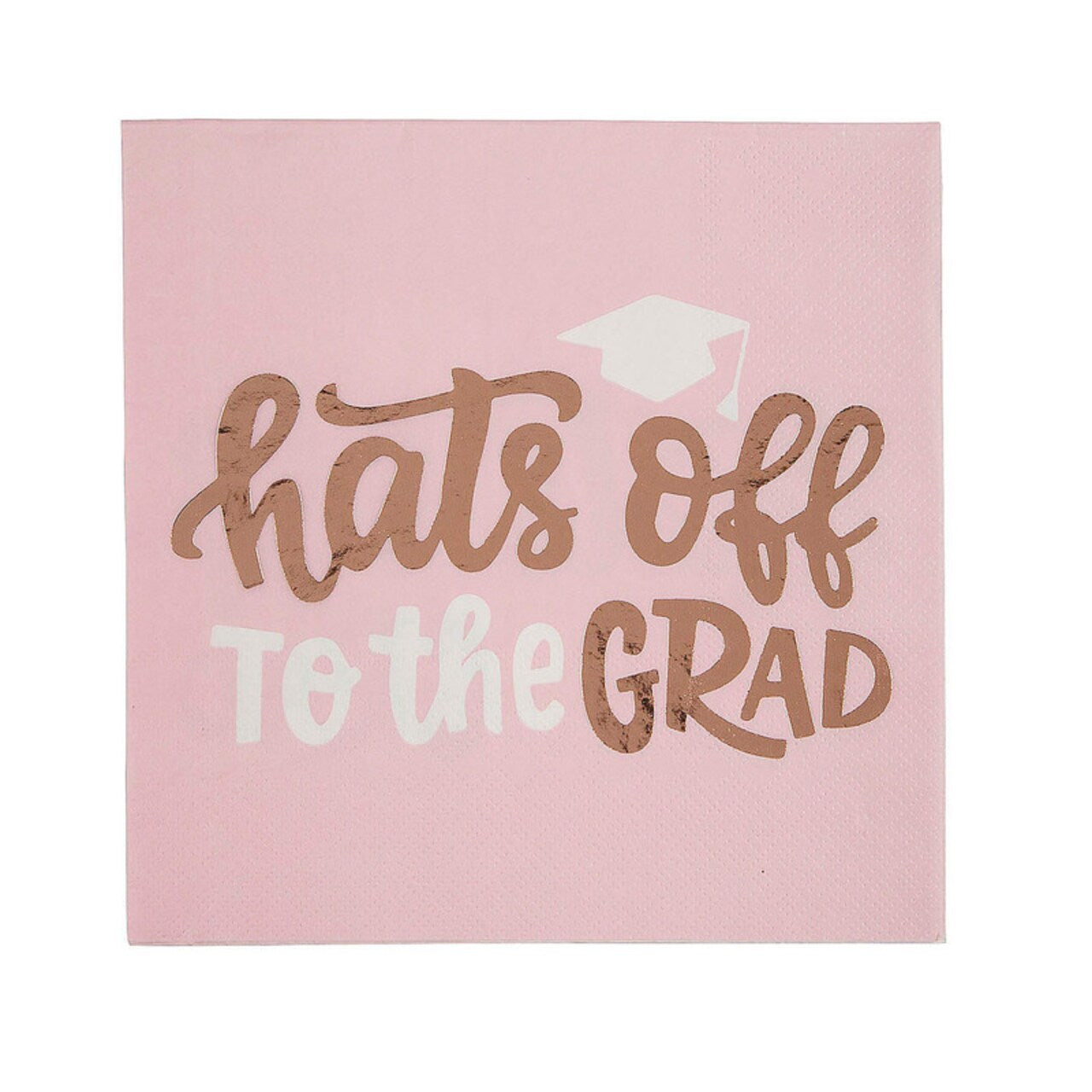 6 1/2" Graduation Party Pink Hats Off to the Grad Paper Luncheon Napkins 16 Ct.