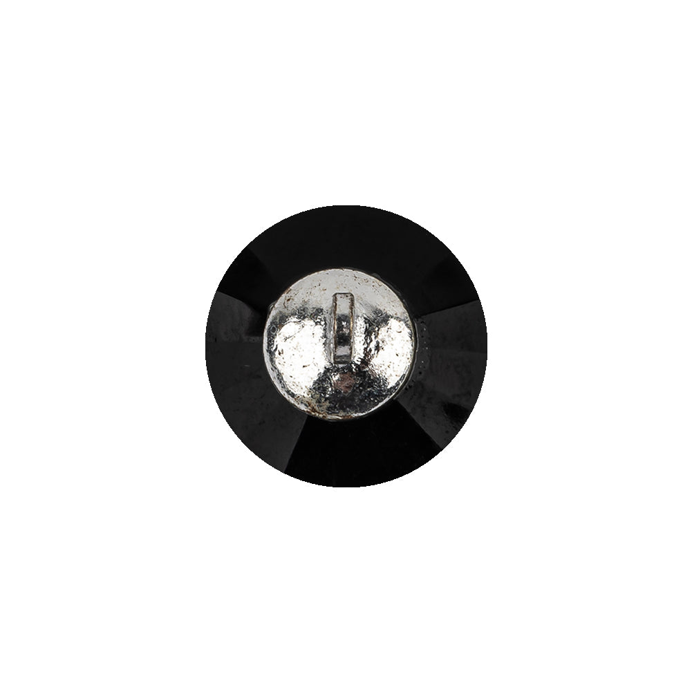 Vintage Swarovski Jet and Silver Cone-Shaped Shank Back Button - 25L/16mm