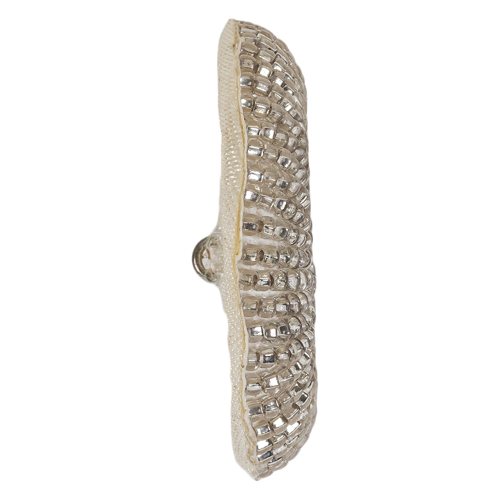 Vintage Silver Seed Beaded Shank Back Button - 66L/42mm