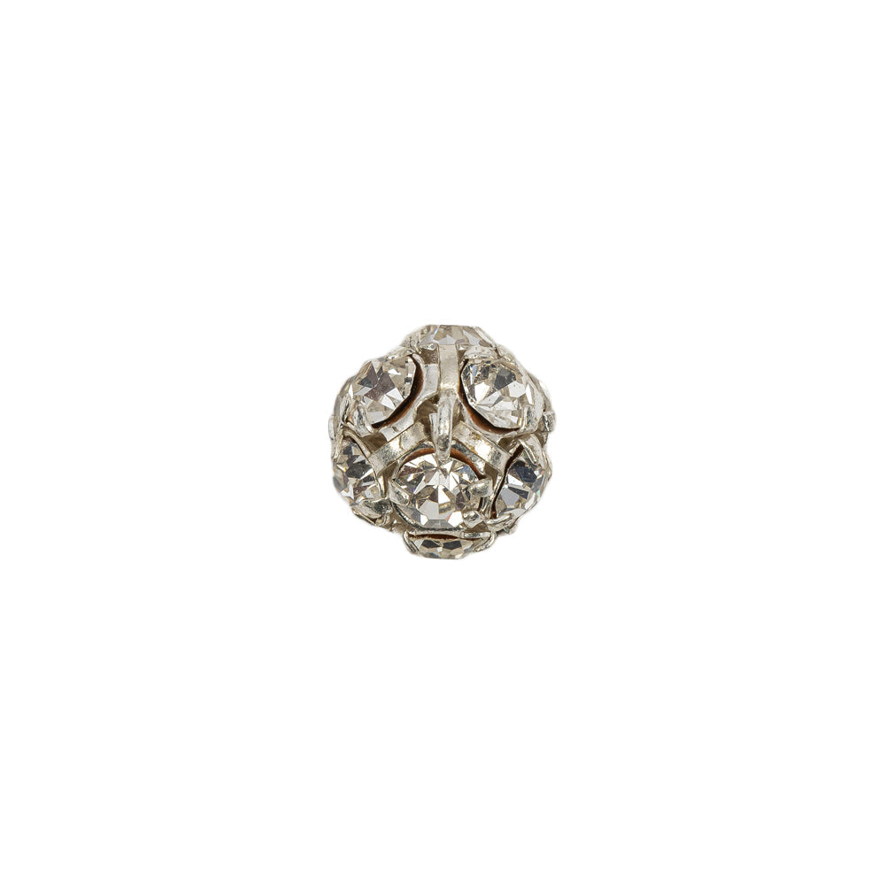 Vintage Crystal Rhinestones and Silver Metal Shank Back Ball Button - 16L/10mm