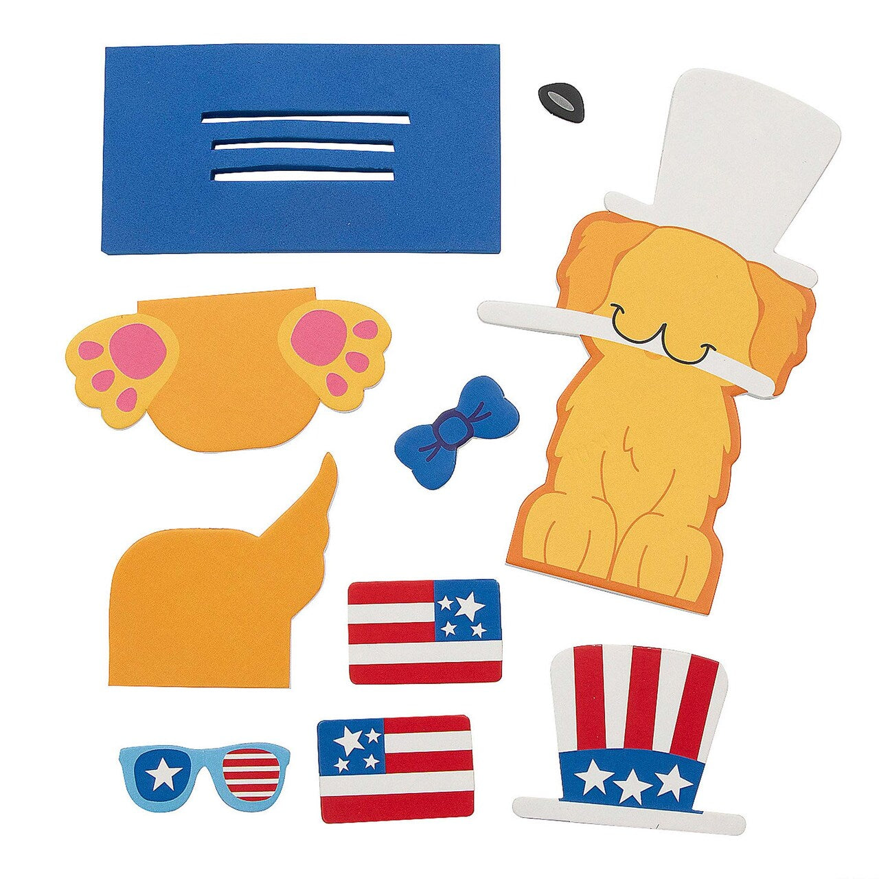 4" x 5 1/4" 3D Patriotic Golden Retriever Holding Flag Foam Craft Kit Makes 12