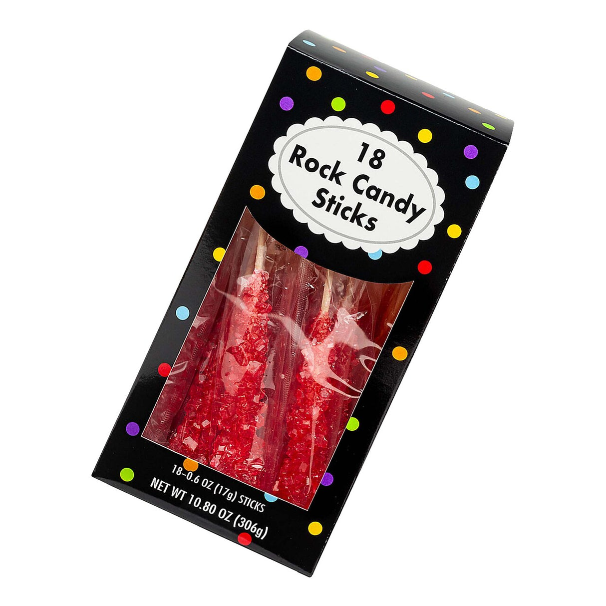 8" 10.8 oz. Bright Red Rock Candy Sticks 18 Pieces