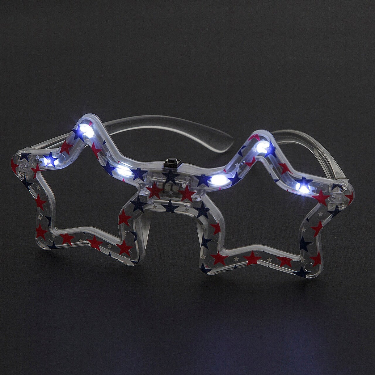 6" Patriotic Red, White & Blue LED Light-Up Star Glasses 6 Pieces