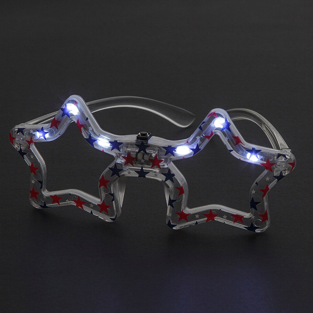 6" Patriotic Red, White & Blue LED Light-Up Star Glasses 6 Pieces