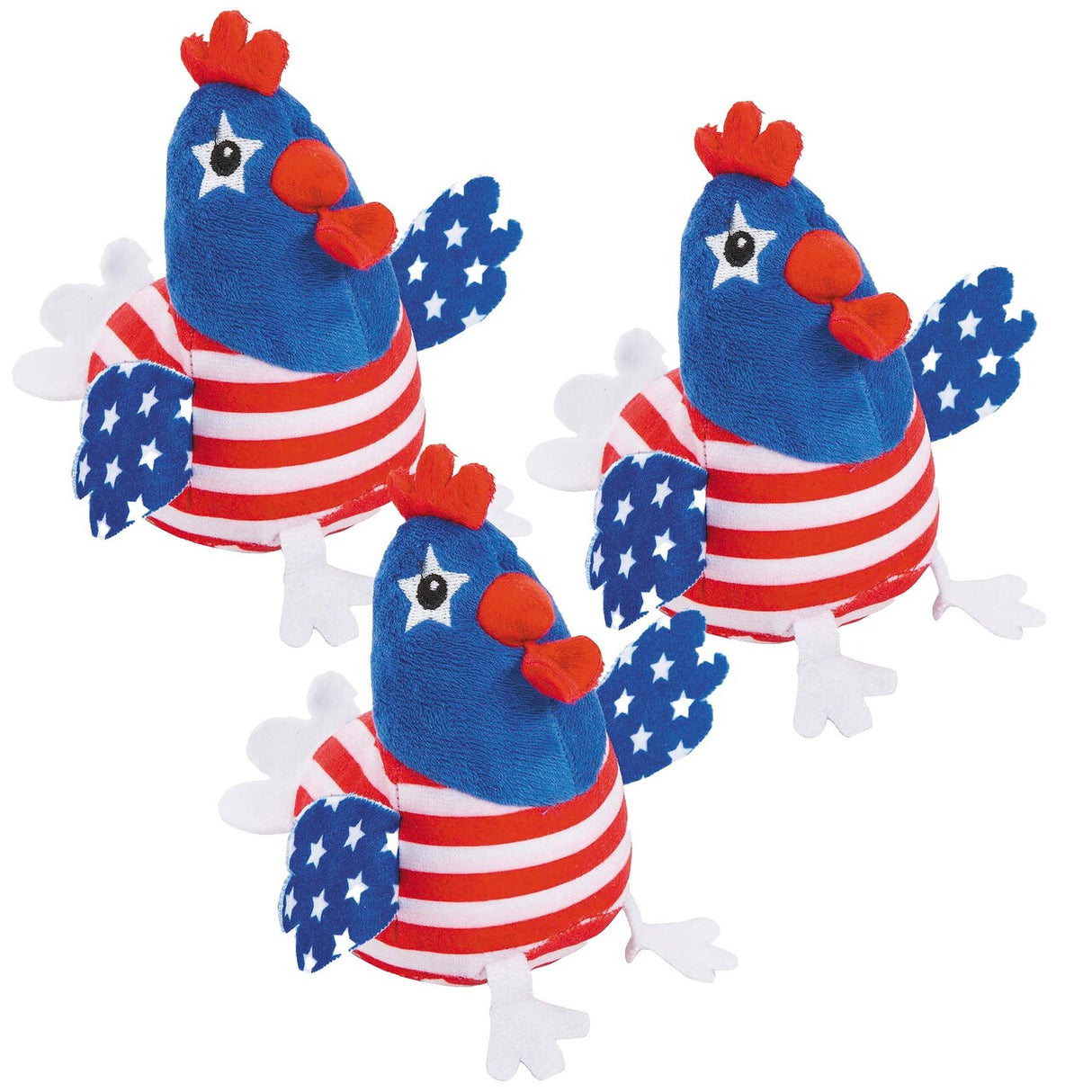 3" x 4 1/2" Patriotic American Flag Stuffed Chickens 12 Pieces