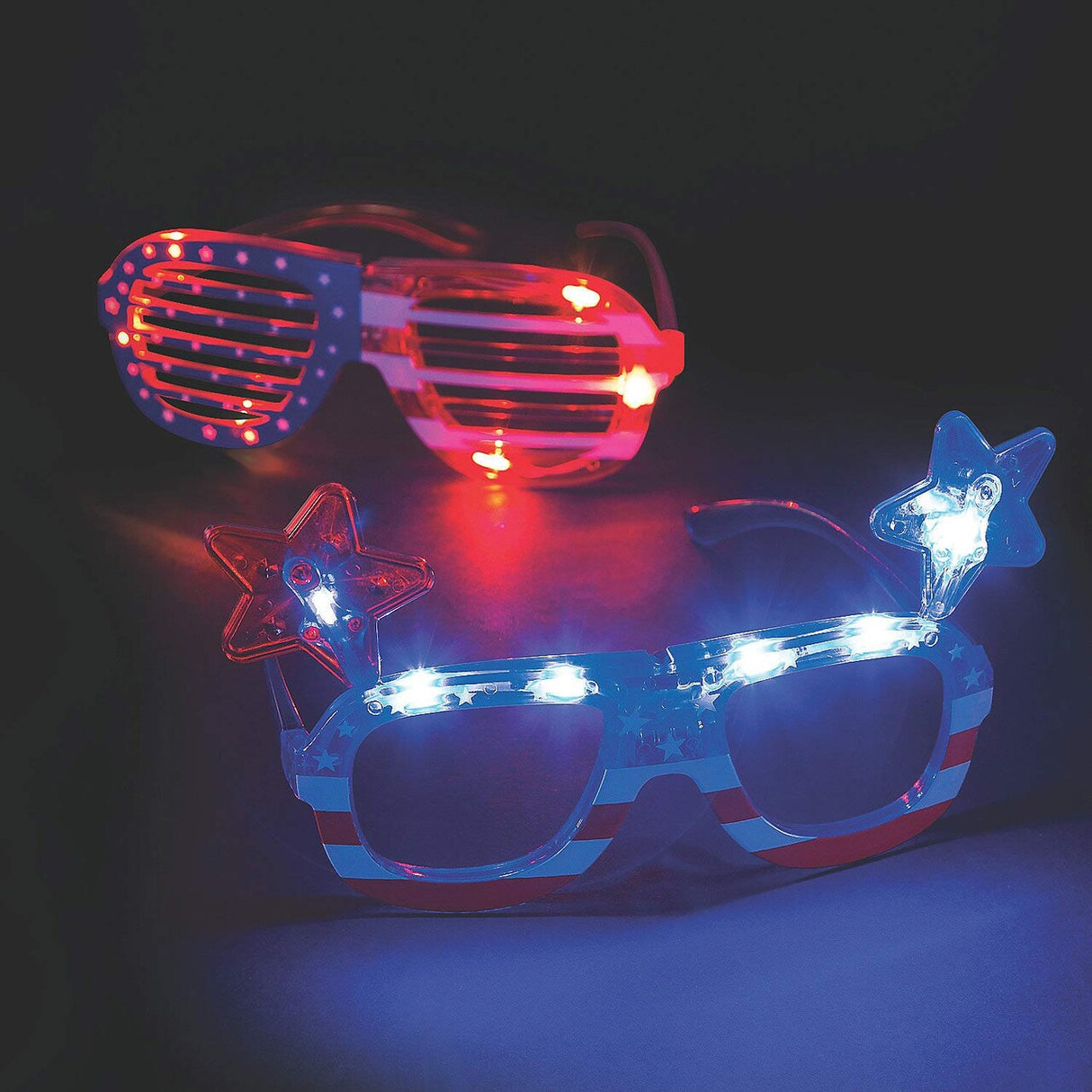 Patriotic Light-Up Red, White & Blue Glasses – Set of 6