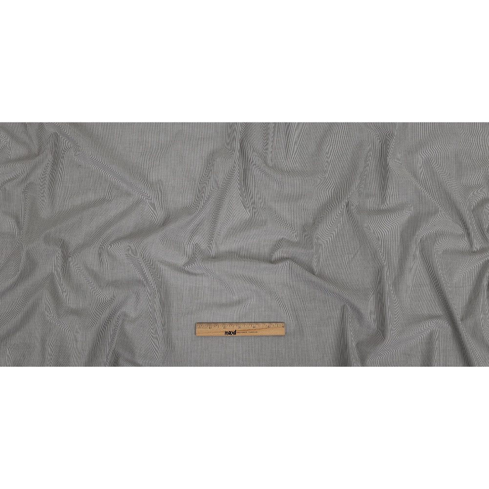 Gray and Tofu Hairline Stripe Stretch Cotton Shirting
