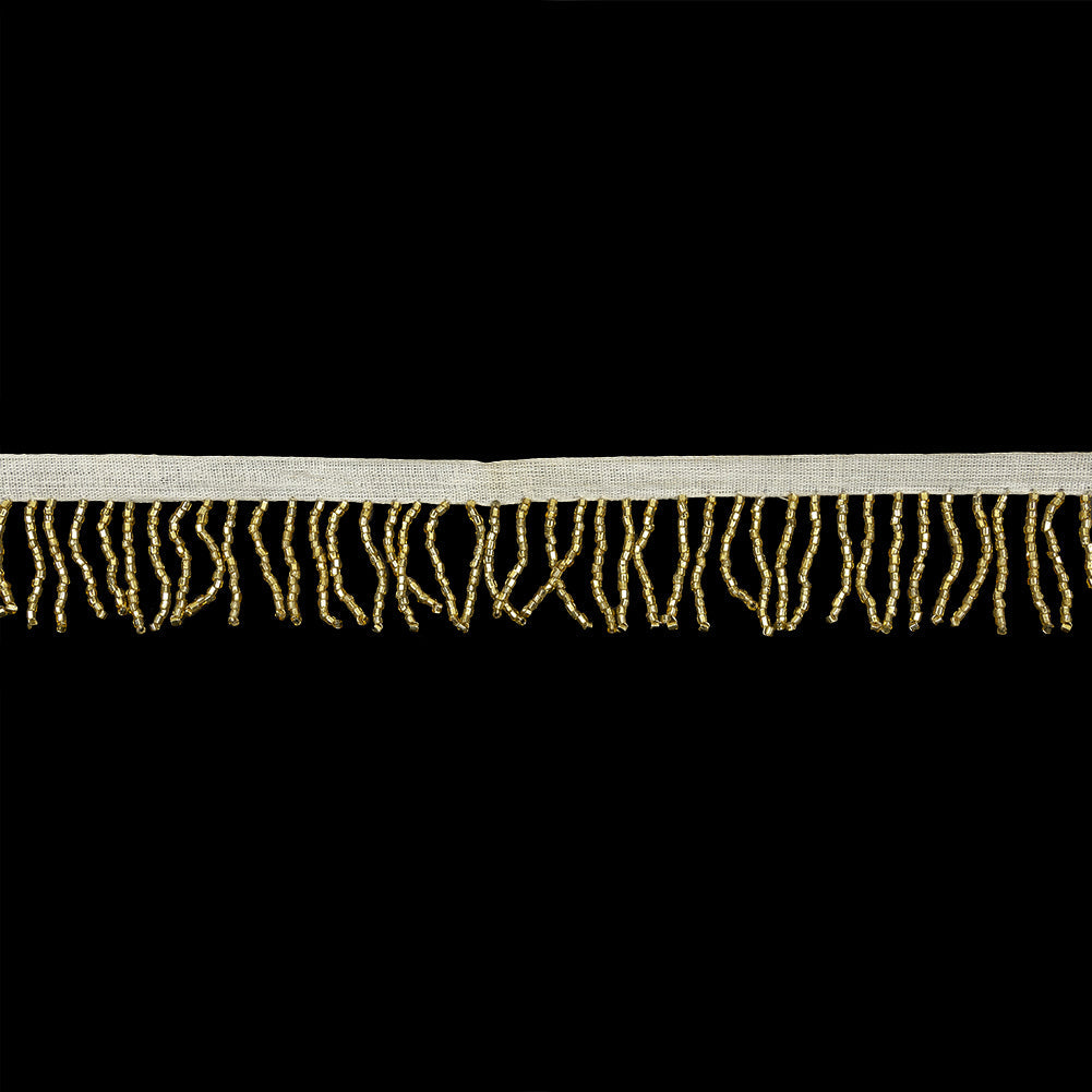 Vintage Gold and White Chop Beaded Chainette Fringe - 1"