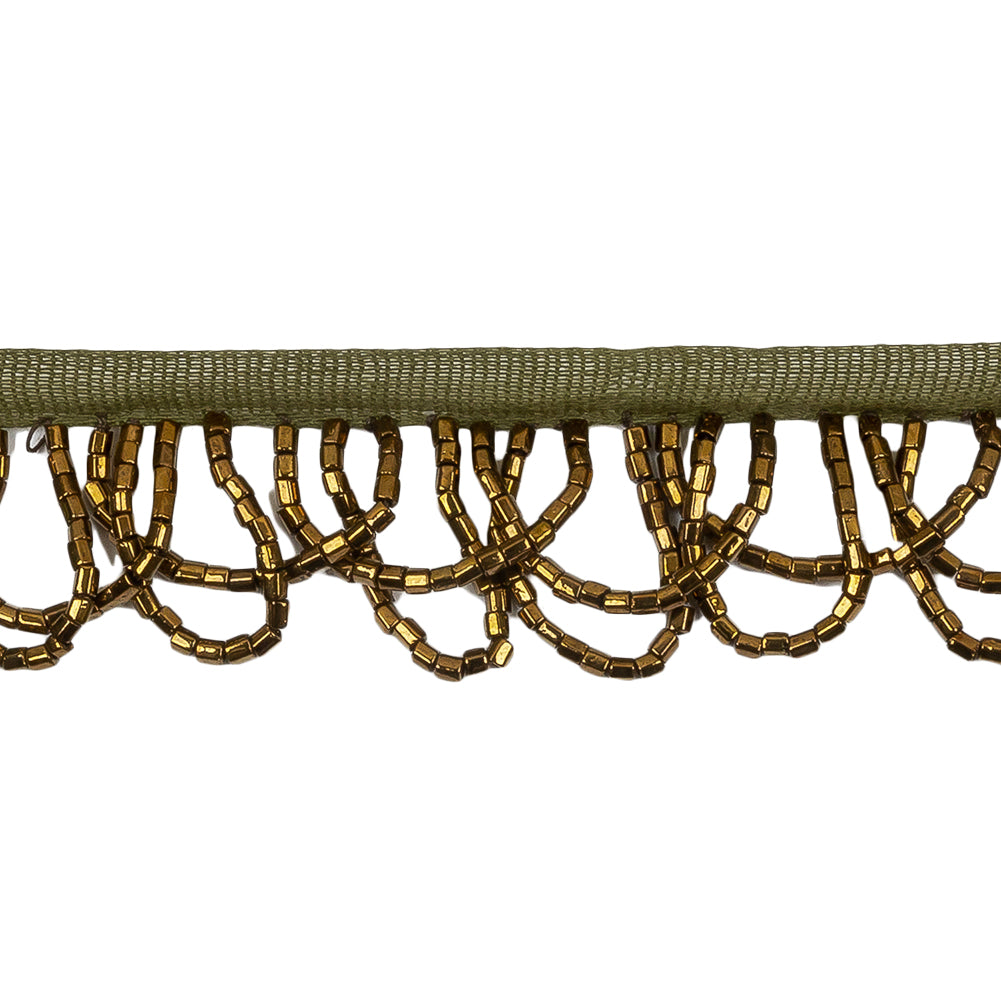 Vintage Bronze Small Looped Bugle Beaded Fringe - 1"