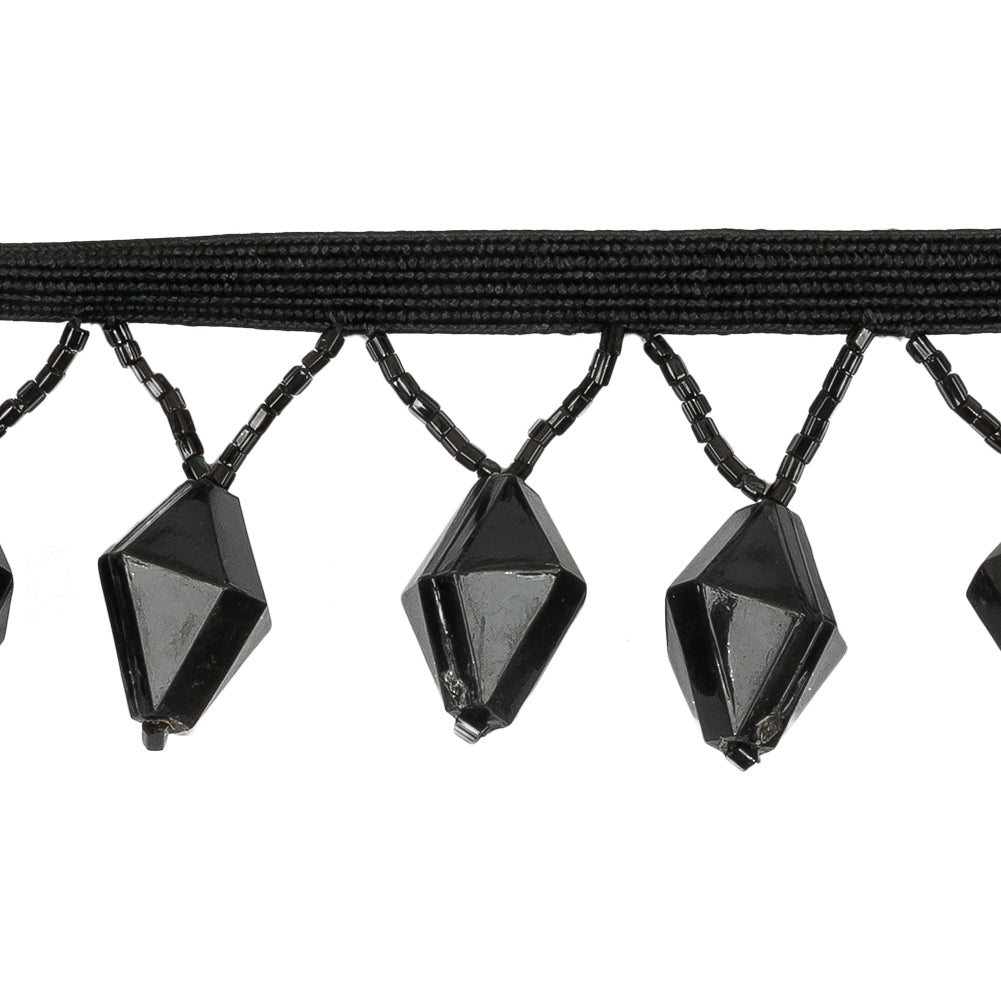 Vintage Black Diamond and Seed Beaded Fringe - 1.5"
