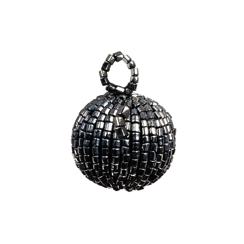 Vintage Gunmetal Chop Beaded Tassel Applique - 0.875"
