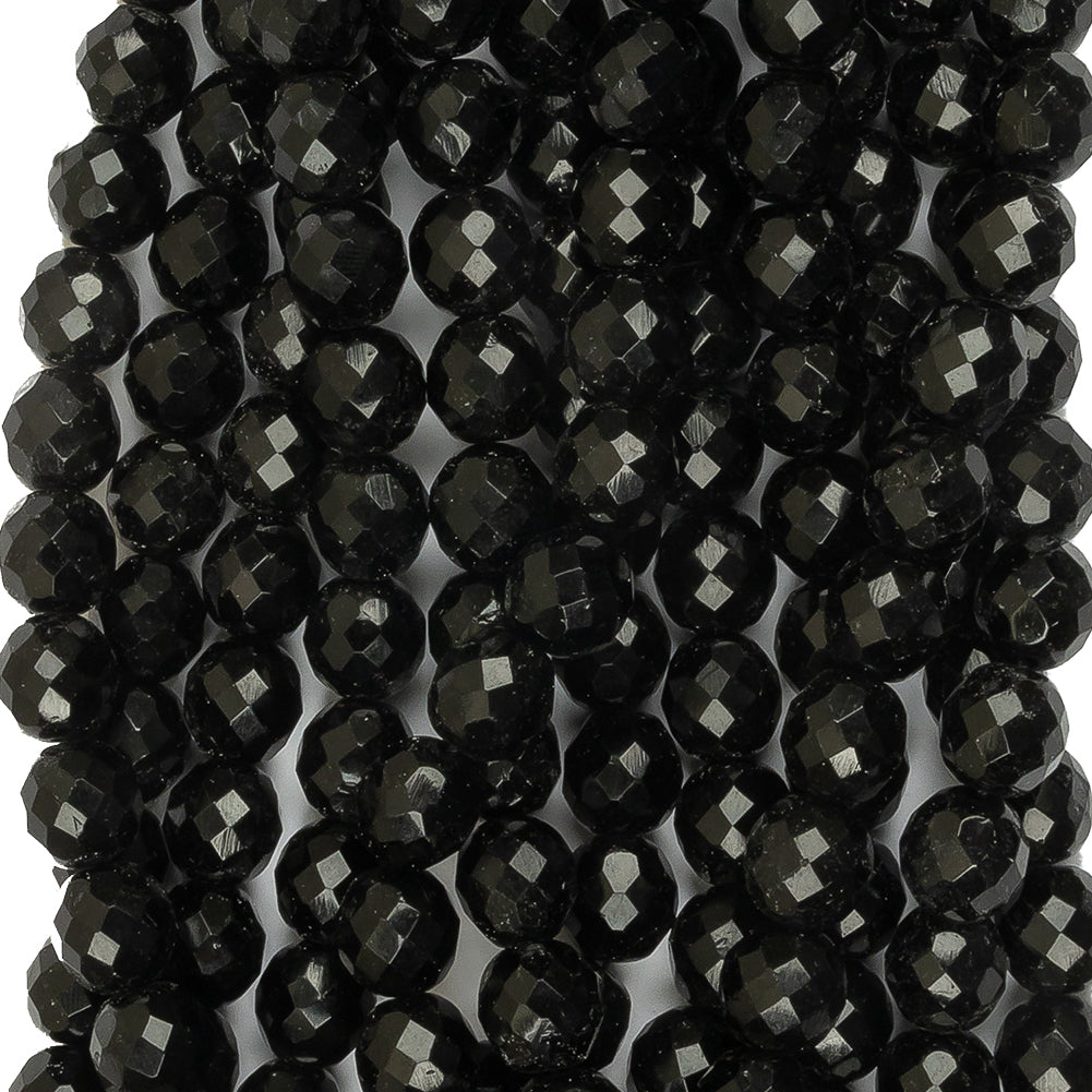 Vintage Jet Faceted Beaded Strands Bundle - 12mm