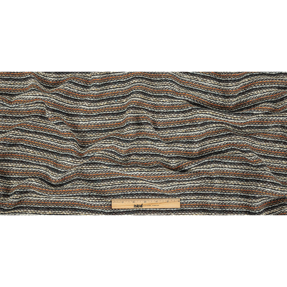 Gray, Gold Flame and Metallic Gold Striped Chunky Wool Knit