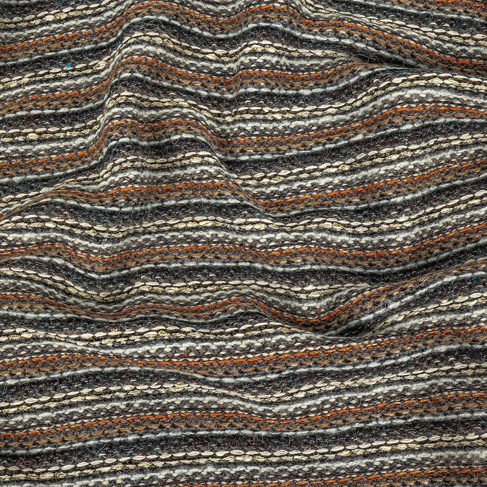 Gray, Gold Flame and Metallic Gold Striped Chunky Wool Knit