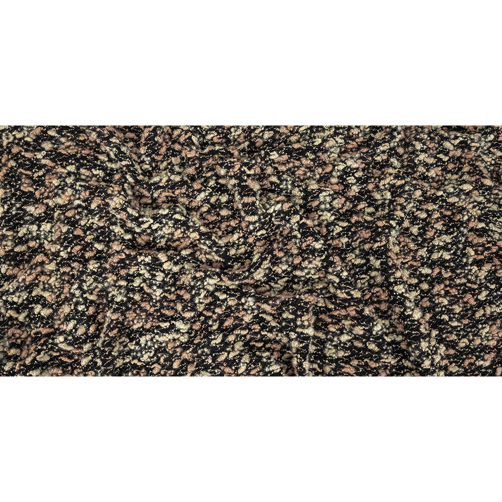 Maple Sugar, Almond Milk and Black Loosely Knit Wool Boucle