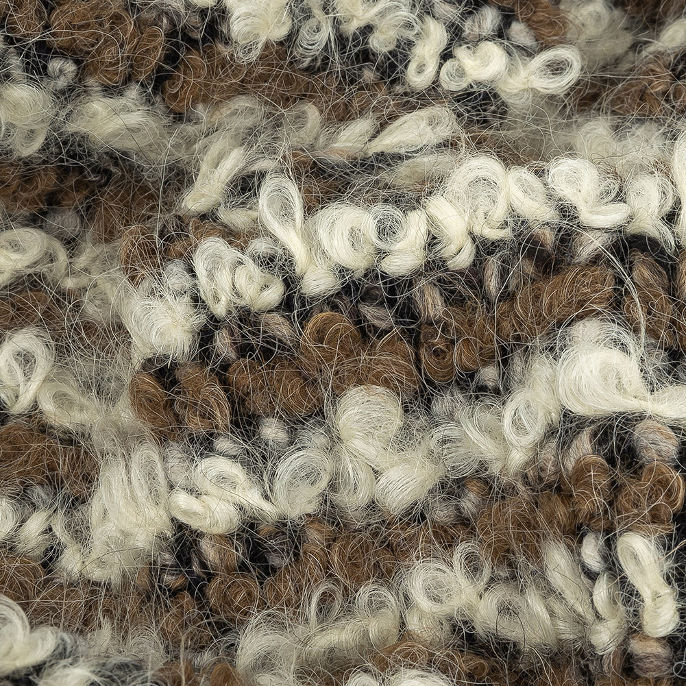 Italian Beige, Ivory and Black Striped Knit Wool Boucle