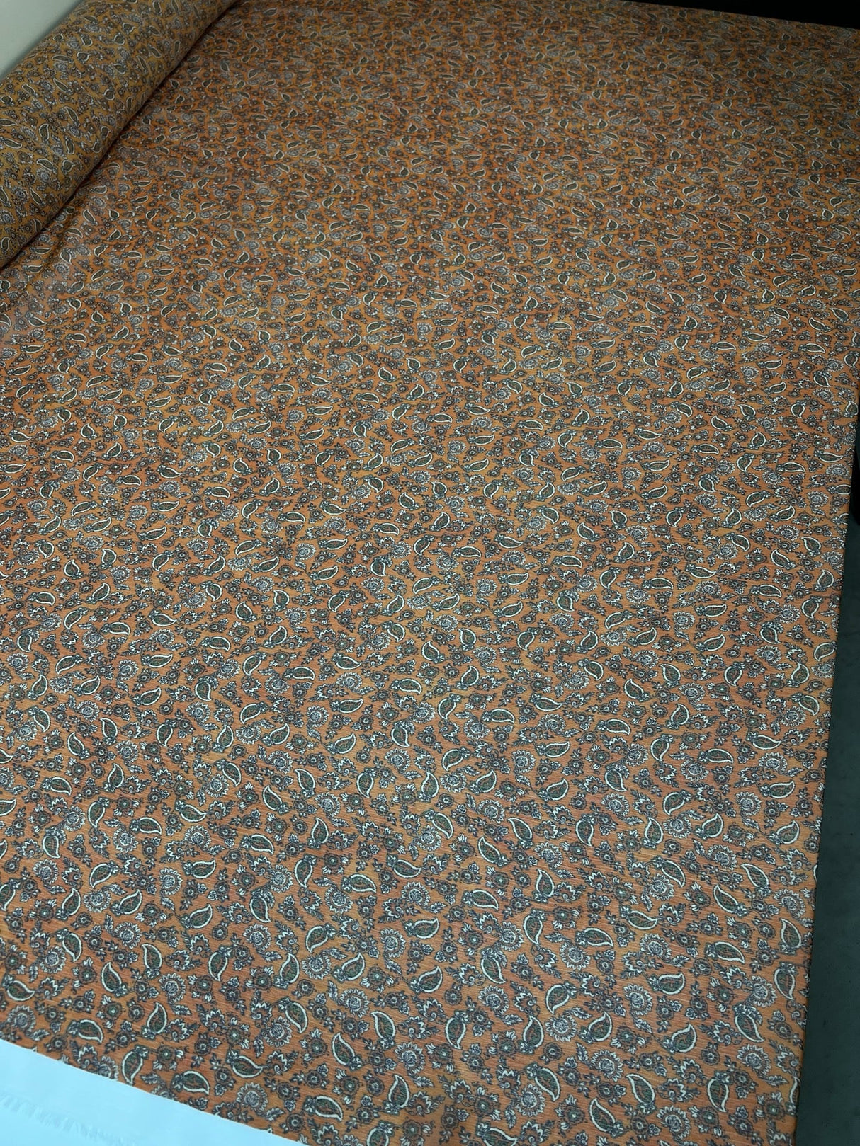 Polyester Chiffon Paisley Print Beige-Orange